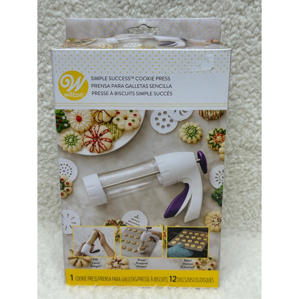 Wilton Cookie Press Set White Clear Ergonomic 12 Discs